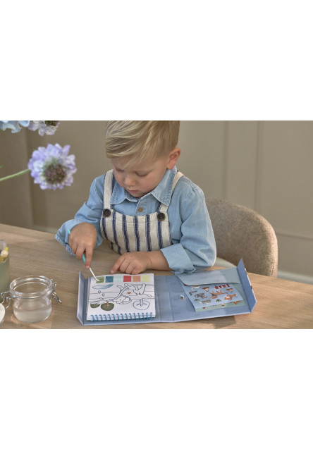 Omaľovánky s vodovkami a samolepkami Jim Doprava