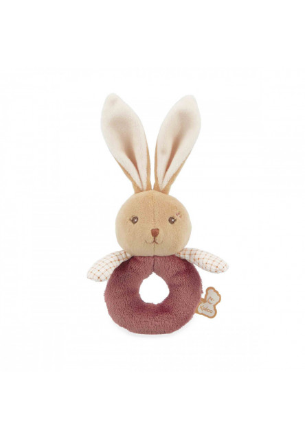 Intemporel Jemná látková hrkálka pre bábätká Zajačik červený