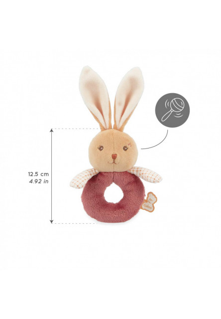 Intemporel Jemná látková hrkálka pre bábätká Zajačik červený