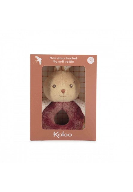 Intemporel Jemná látková hrkálka pre bábätká Zajačik červený