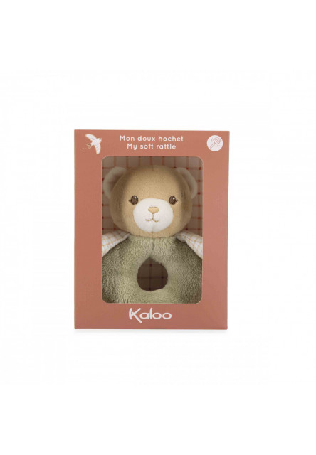 Intemporel Jemná látková hrkálka pre bábätká Medvedík zelený