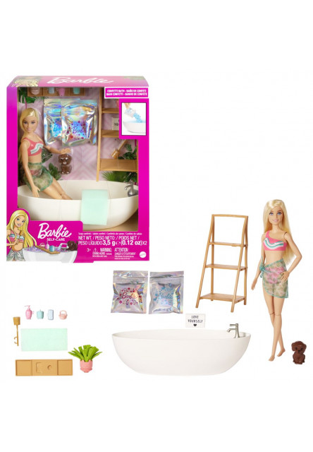 Barbie bábika a kúpel s mydlovými konfetami blondínka  