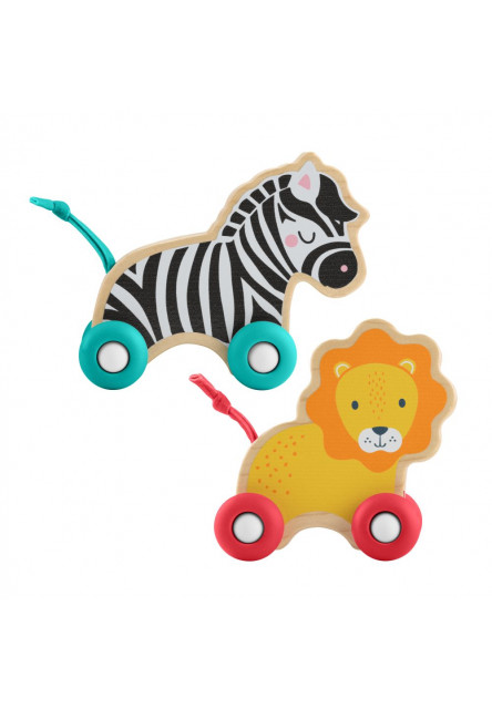 Fisher Price drevený postrkovací lev a zebra 