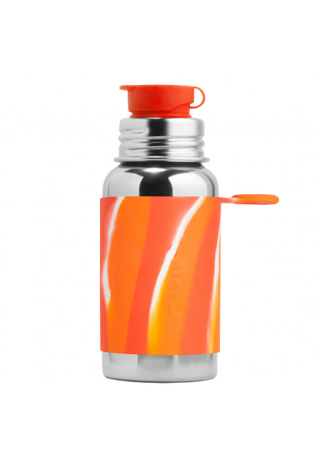Nerezová láhev se sportovním uzávěrem 550ml (Oranžovo-bílá)
