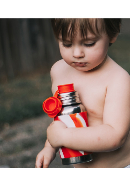 Nerezová láhev se sportovním uzávěrem 550ml (Oranžovo-bílá)