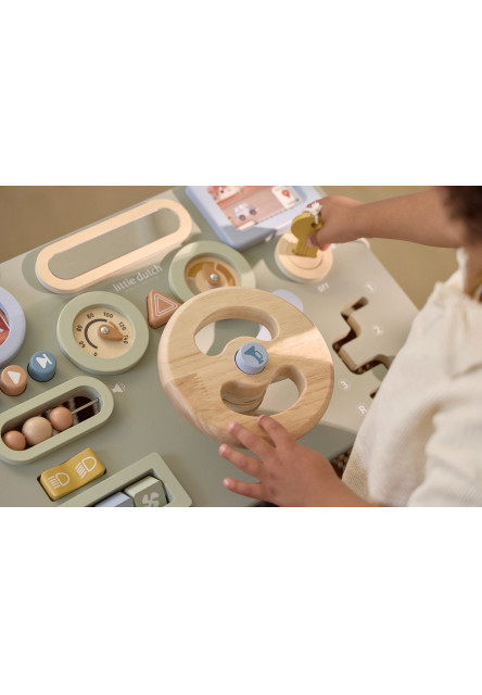 Pult s aktivitami a volantem dřevěný