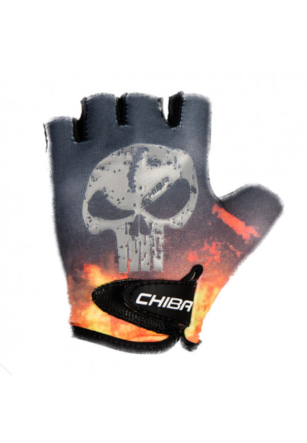 Chiba Detské cyklistické rukavice Cool Kids SKULL L