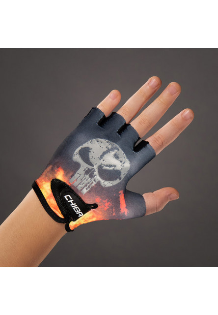 Chiba Detské cyklistické rukavice Cool Kids SKULL S