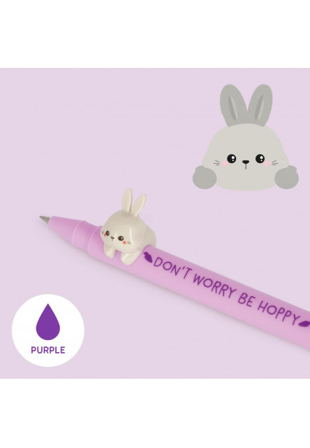 Gélové pero Legami Lovely Friends - Gel Pen With Animal Decoration - Bunny - 0,5 mm - Purple Ink