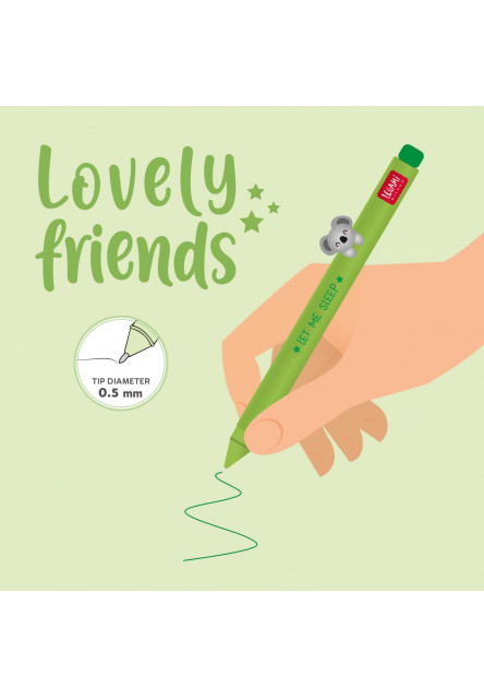 Gélové pero Legami Lovely Friends - Gel Pen With Animal Decoration - Koala - 0,5 mm - Green Ink