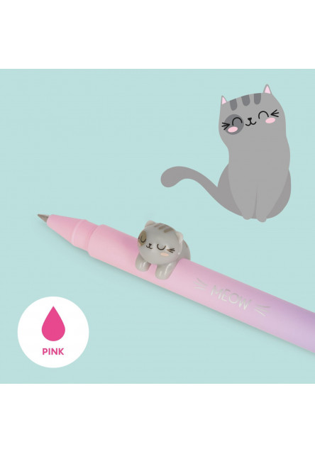 Gélové pero Legami Lovely Friends - Gel Pen With Animal Decoration - Kitty - 0,5 mm - Pink Ink