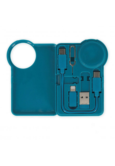 Cestovná súprava s káblom a adaptérmi Legami Travel Kit With Cable And Adapters - Travel Set With Cable And Adap - Petrol