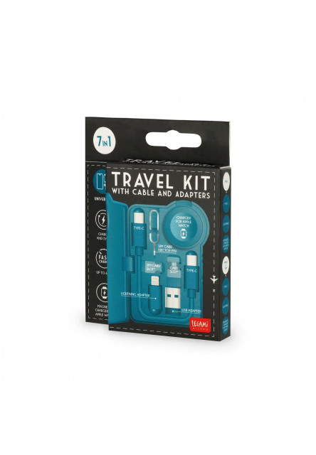 Cestovná súprava s káblom a adaptérmi Legami Travel Kit With Cable And Adapters - Travel Set With Cable And Adap - Petrol