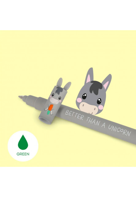 Set 4 gumovacích pier Legami Farm Sweet Farm - Set Of 4 Erasable Gel Pens - Cow + Piggy + Donkey + Rooster - 0,7 mm - Black/Pi