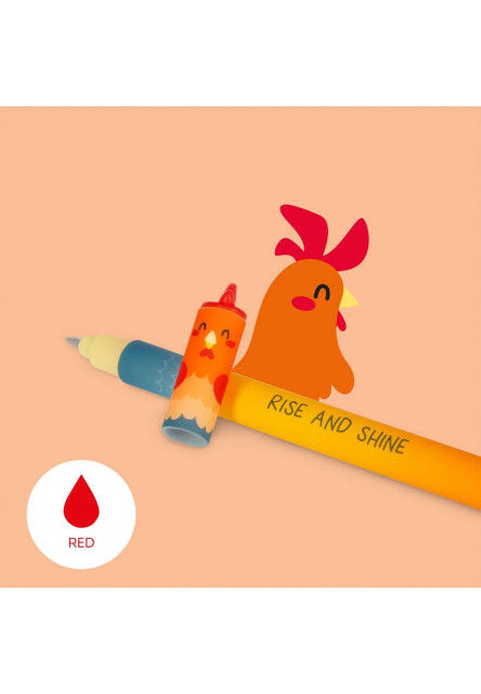 Set 4 gumovacích pier Legami Farm Sweet Farm - Set Of 4 Erasable Gel Pens - Cow + Piggy + Donkey + Rooster - 0,7 mm - Black/Pi