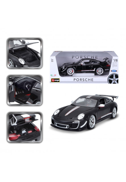 Bburago - Autá HOBBY, Porsche 911 GT3 RS 4.0, čierna, 1:18