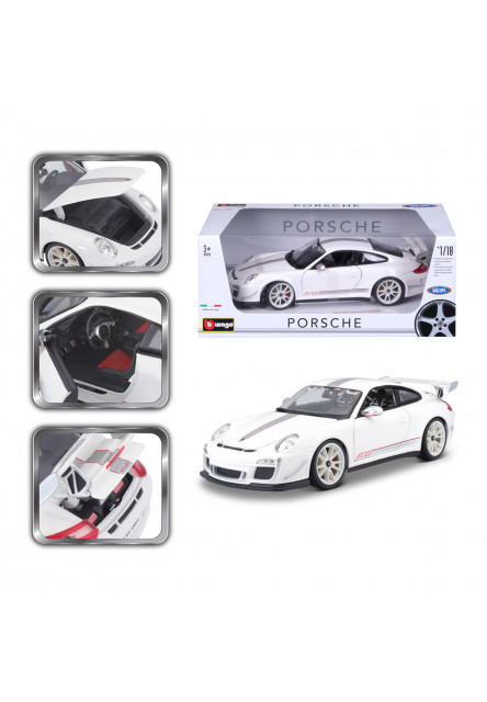 Bburago - Autá HOBBY, Porsche 911 GT3 RS 4.0, biela, 1:18