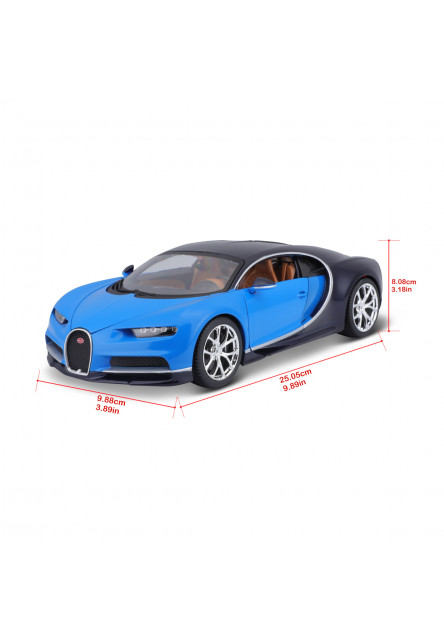 Bburago- Autá HOBBY,Bugatti Chiron, modrá, 1:18