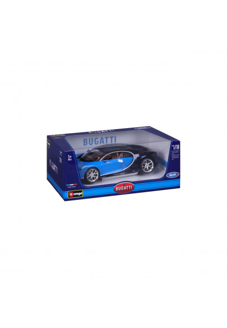 Bburago- Autá HOBBY,Bugatti Chiron, modrá, 1:18