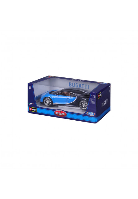 Bburago- Autá HOBBY,Bugatti Chiron, modrá, 1:18