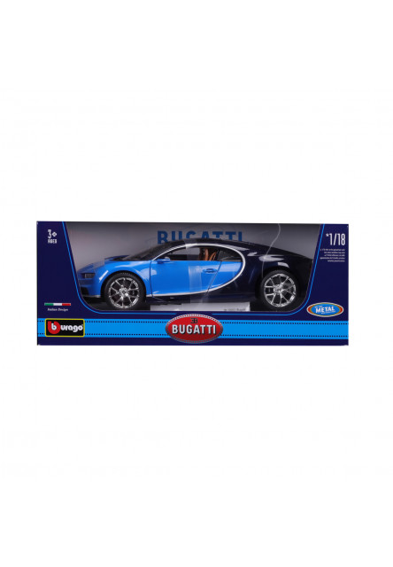 Bburago- Autá HOBBY,Bugatti Chiron, modrá, 1:18