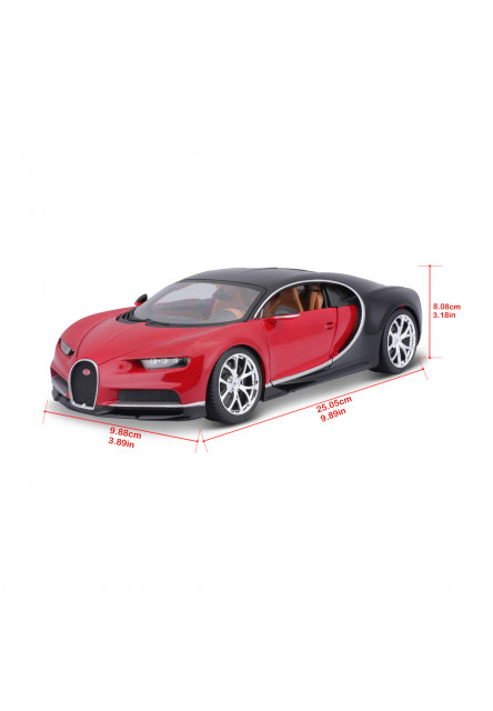 Bburago - Autá HOBBY, Bugatti Chiron, červeno-čierna, 1:18
