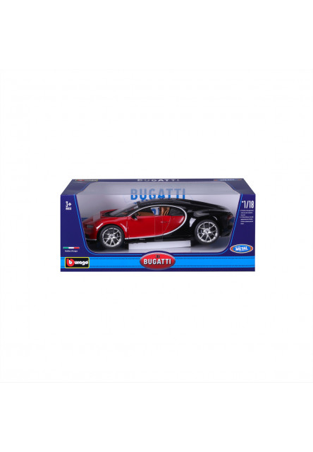 Bburago - Autá HOBBY, Bugatti Chiron, červeno-čierna, 1:18