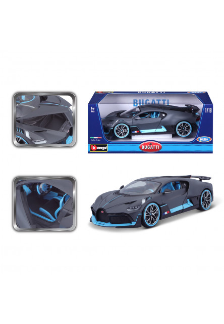 Bburago - Autá HOBBY, Bugatti Divo, tmavo šedá, 1:18