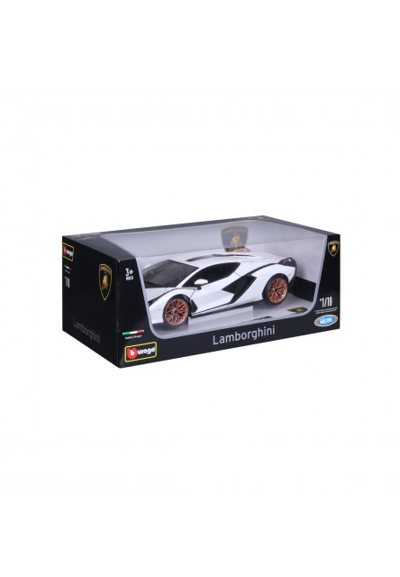 Bburago - Autá HOBBY, Lamborghini Sián FKP 37, biela, 1:18
