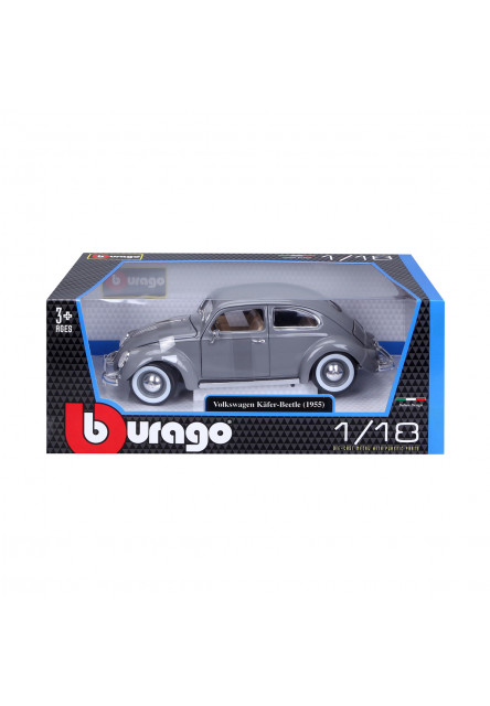 Bburago - Autá HOBBY- Volkswagen Käfer Beetle 1955, šedá, 1:18