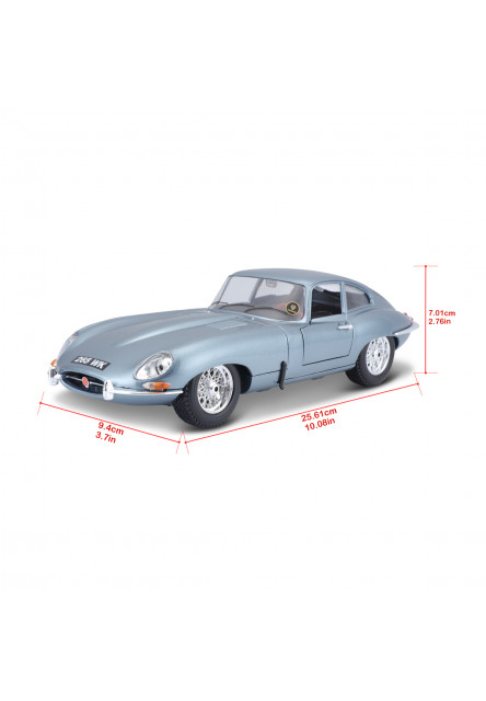 Bburago - Autá HOBBY- Jaguar E-type Coupe, metalic modrá, 1:18