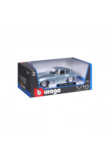 Bburago - Autá HOBBY- Jaguar E-type Coupe, metalic modrá, 1:18