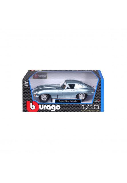Bburago - Autá HOBBY- Jaguar E-type Coupe, metalic modrá, 1:18