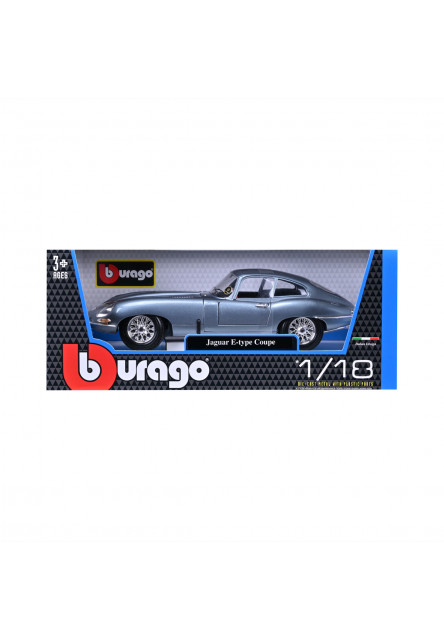 Bburago - Autá HOBBY- Jaguar E-type Coupe, metalic modrá, 1:18