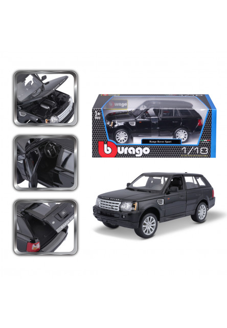 Bburago - Autá HOBBY- Range Rover Sport, čierna, 1:18