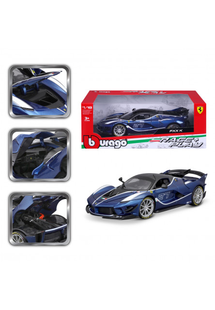 Bburago - RACE + PLAY, FERRARI TOP, FXX-K EVO, modrá, 1:18