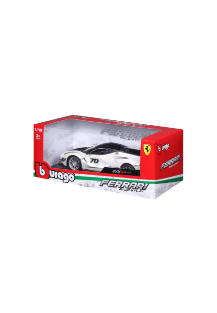Bburago - RACE+PLAY, FERRARI TOP, FXX-K EVO, bielo-čierna, 1:18