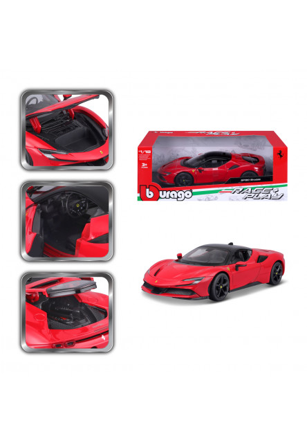 Bburago - RACE+PLAY, Ferrari SF90 Stradale, červená, 1:18