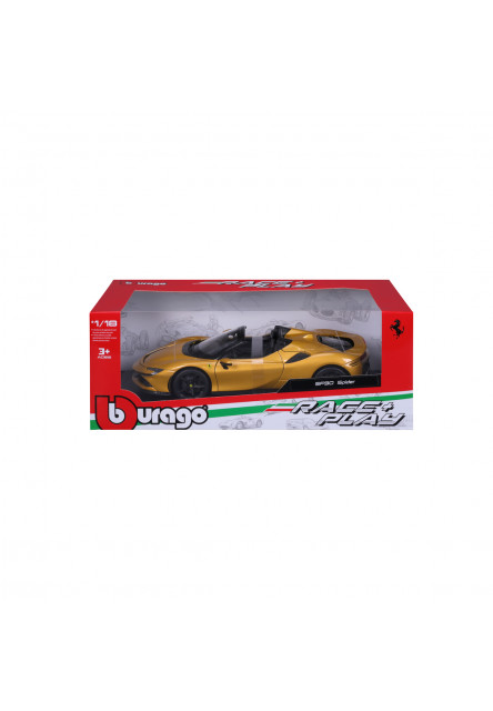 Bburago - RACE+PLAY, Ferrari SF90 Spider, zlatá, 1:18