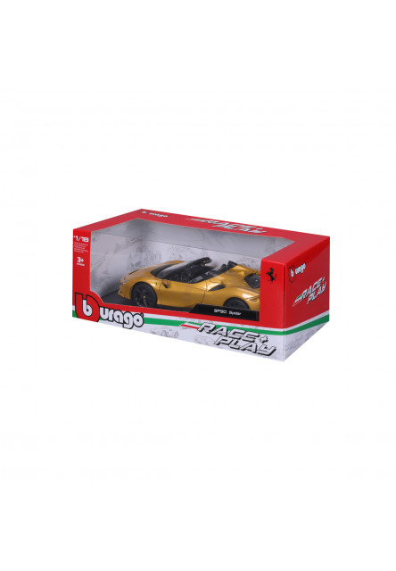 Bburago - RACE+PLAY, Ferrari SF90 Spider, zlatá, 1:18
