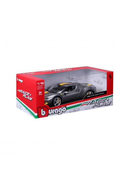 Bburago - RACE+PLAY, Ferrari, Ferrari 296 GTB ASSETTO FIORANO, šedá, 1:18
