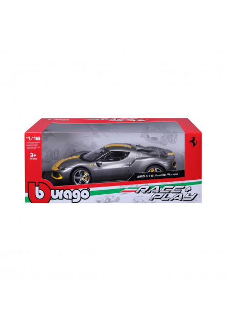 Bburago - RACE+PLAY, Ferrari, Ferrari 296 GTB ASSETTO FIORANO, šedá, 1:18
