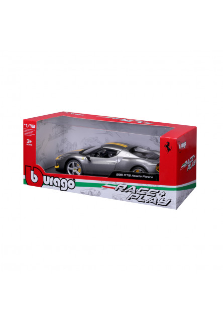 Bburago - RACE+PLAY, Ferrari, Ferrari 296 GTB ASSETTO FIORANO, šedá, 1:18
