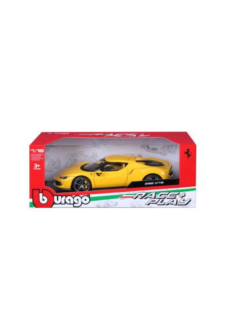 Bburago - RACE+PLAY, Ferrari, Ferrari 296 GTB, žltá, 1:18