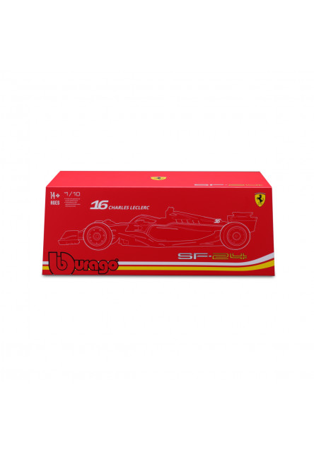 Bburago – FORMULA RACING, Ferrari SF-24 (2024) v dekoratívnom boxe, #16 Charles Leclerc, 1:18