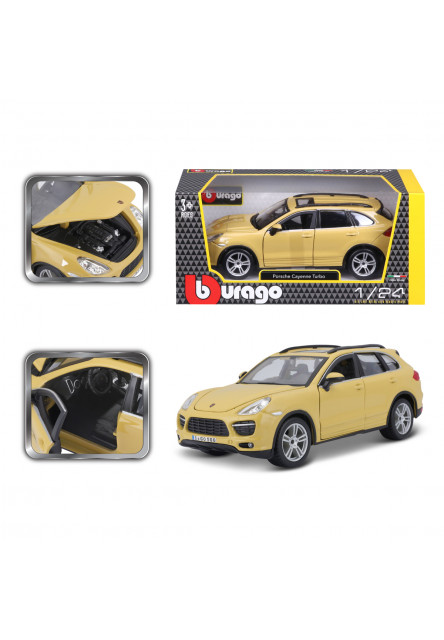 Bburago - Autá HOBBY, Porsche Cayenne Turbo, žltá, 1:24