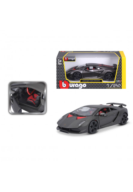 Bburago - Autá HOBBY, Plus, Lamborghini Sesto Elemento, metalic šedá, 1:24