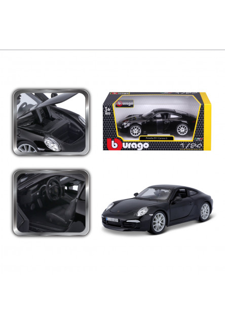 Bburago - Autá HOBBY, Plus, Porsche 911 Carrera S, čierna, 1:24