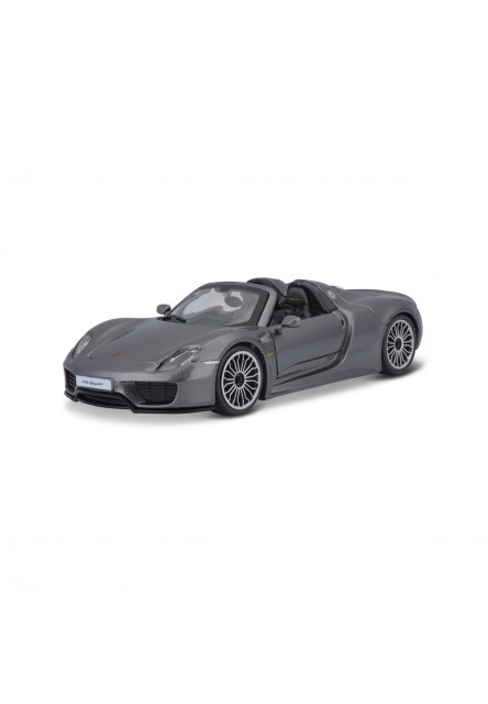 Bburago - Autá HOBBY, Plus, Porsche 918 Spyder, metalic šedá, 1:24