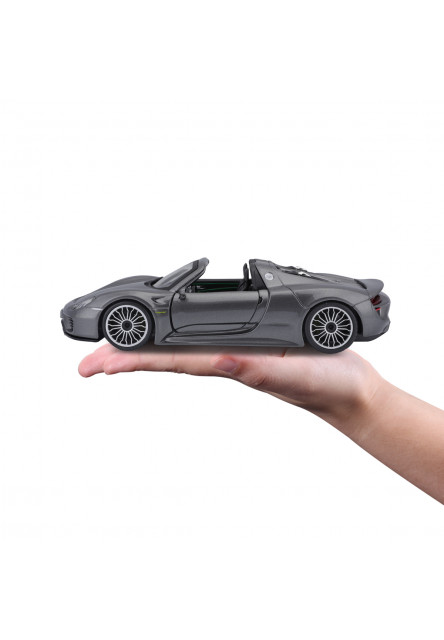 Bburago - Autá HOBBY, Plus, Porsche 918 Spyder, metalic šedá, 1:24